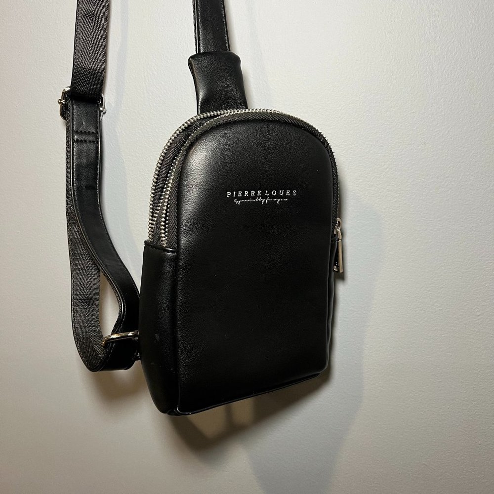 Like New Black Faux Leather Sling Bag/Crossbody